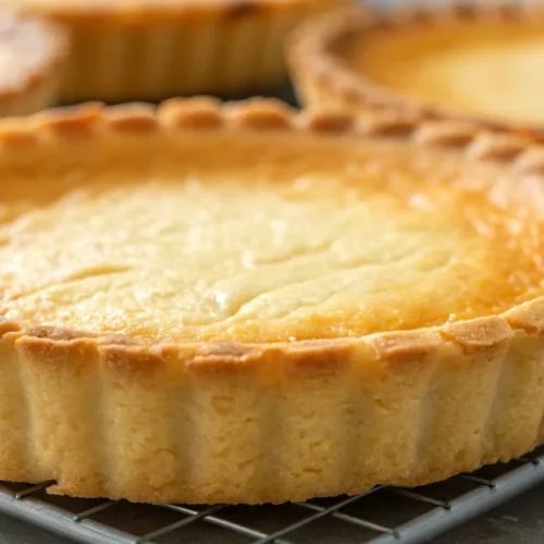 Golden baked shortcrust pastry tart shell, perfectly crimped edges, golden-brown color, professional pastry photography, stud