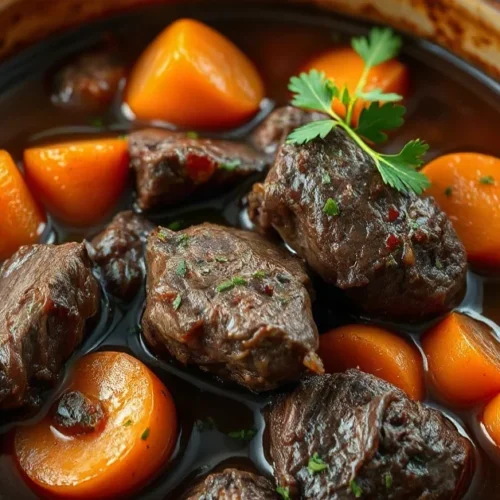 Recette Boeuf Carottes Sans Vin complète : viande tendre et carottes fondantes dans un jus savoureux