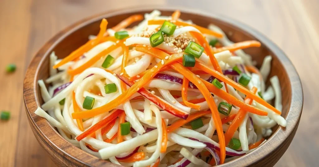 Salade de chou japonaise fraîche et croquante avec carottes et graines de sésame