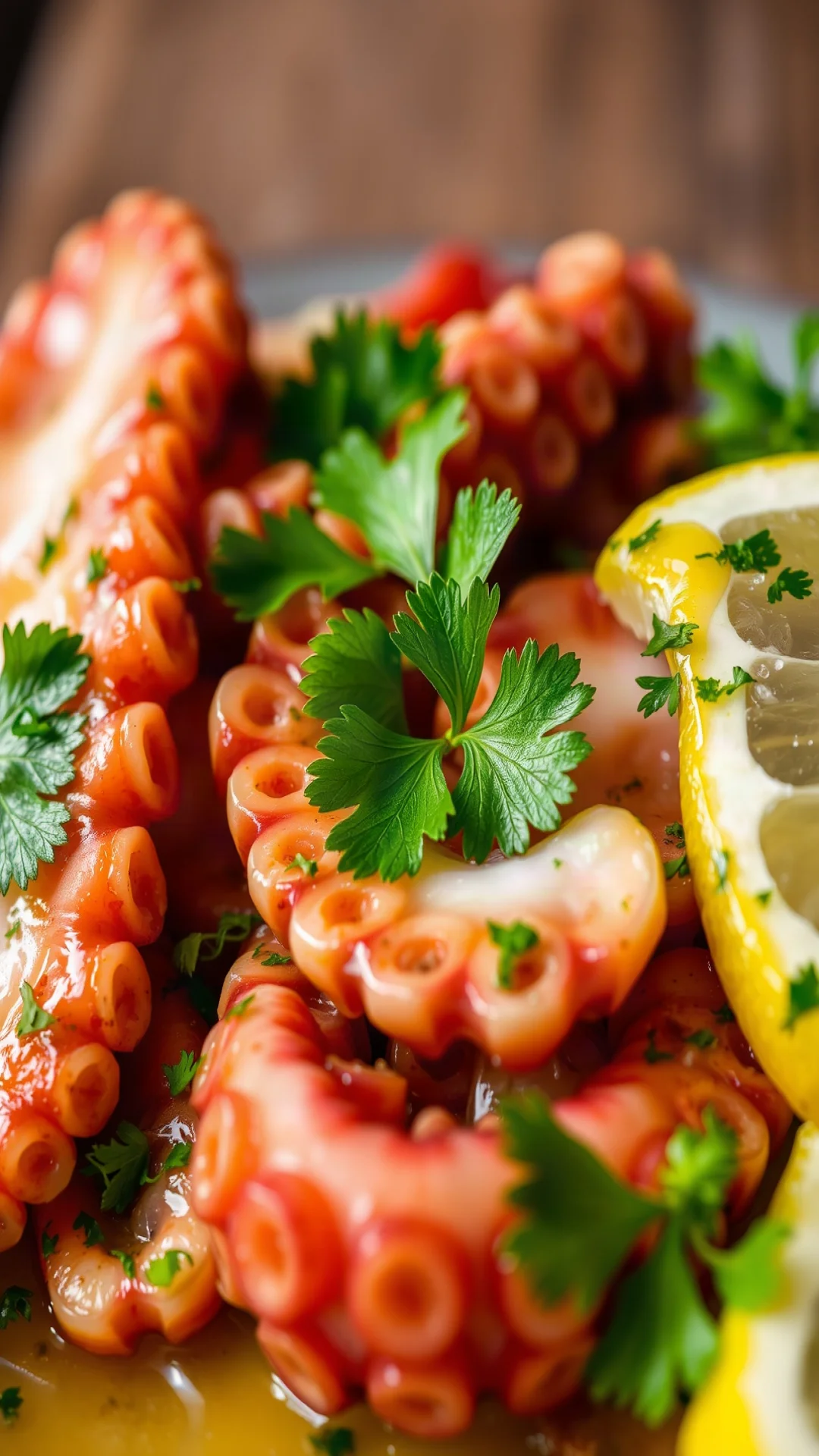 Salade De Poulpe Recette avec morceaux de poulpe tendre, persil et citron